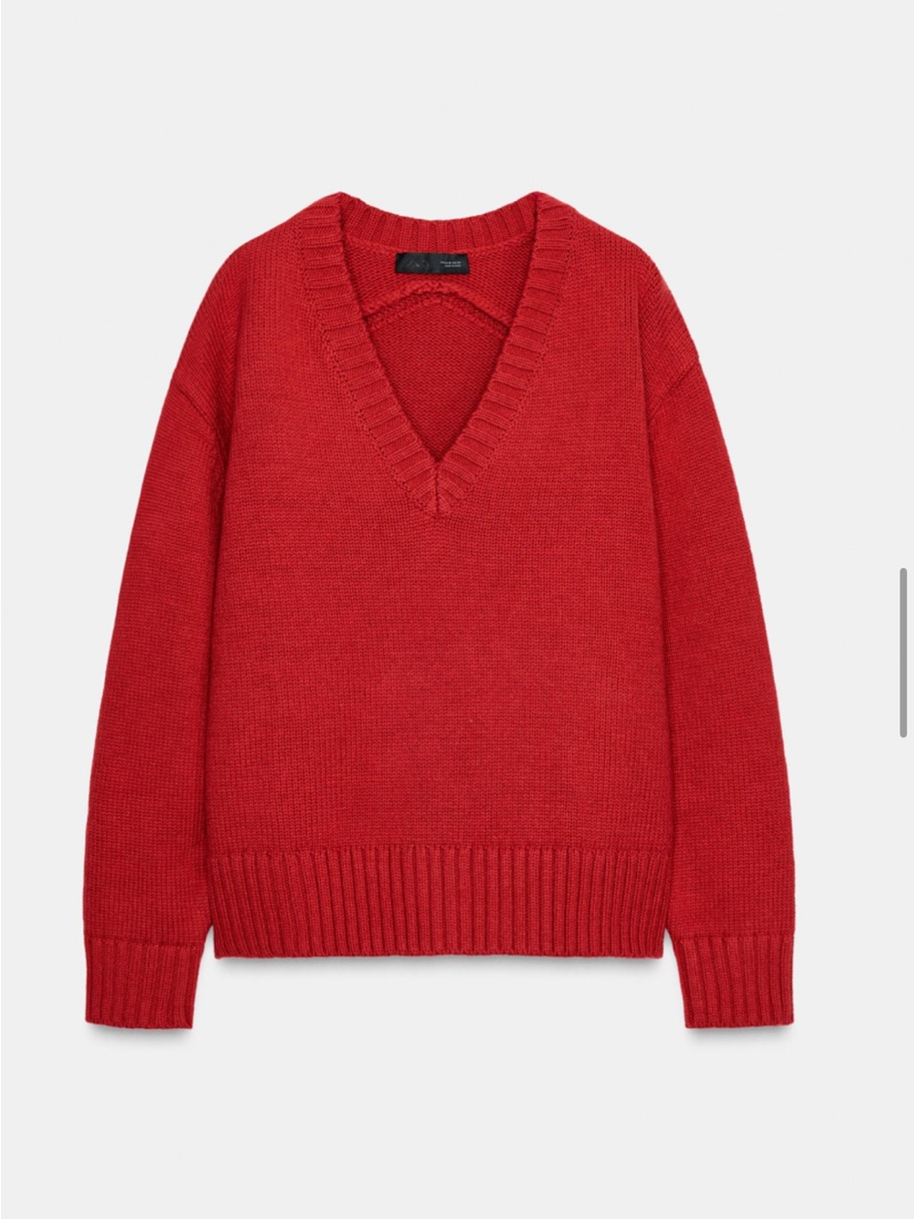 Zara Red V-Neck Women's Sweater